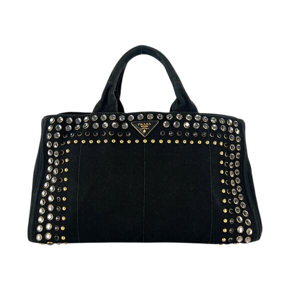Prada Rhinestone Canapa Tote Bag - Picture 1 of 9